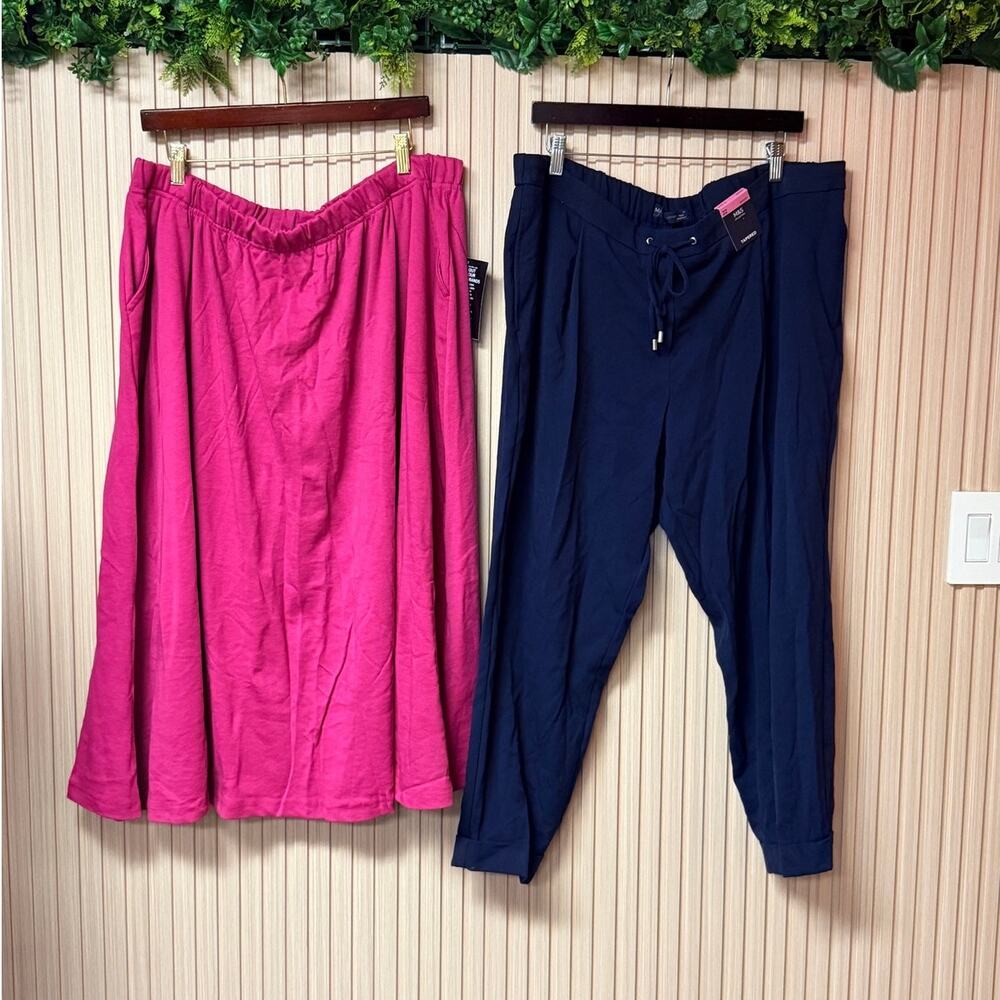 2pc Women's Plus Size Lot M&S Trousers US 18 Short Woman Within Skirt 1X